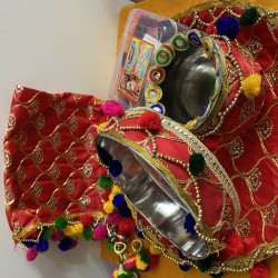 Karva Chauth Special Pooja Thali Set 1 Steel Decorative Thali