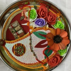 Designer Rakhi Thali Raksha Bandhan Hindu Festival Wrist Band Rakhadi RoliChaval