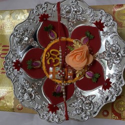 Designer Rakhi Thali Raksha Bandhan Hindu Festival Wrist Band Rakhadi RoliChaval