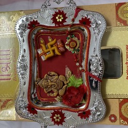 Designer Rakhi Thali Raksha Bandhan Hindu Festival Wrist Band Rakhadi RoliChaval