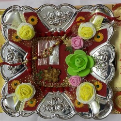 Designer Rakhi Thali Raksha Bandhan Hindu Festival Wrist Band Rakhadi RoliChaval