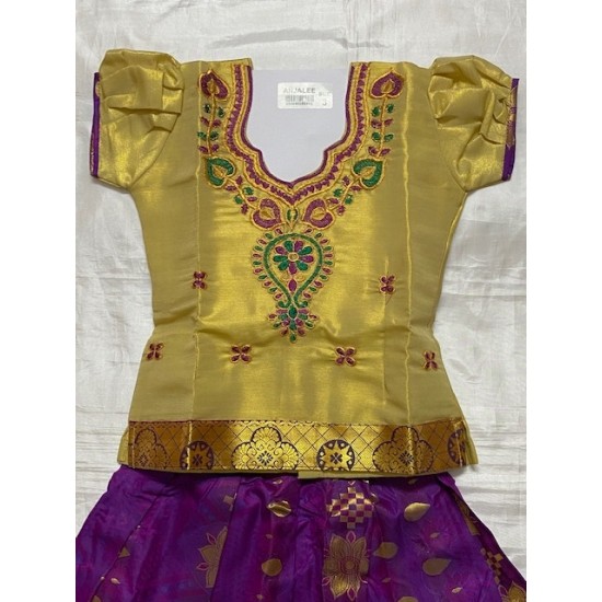 South Indian Girls/Kids Traditional Pattu Pavadai Lahenga /Dress Sattai