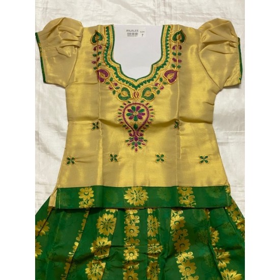 South Indian Girls/Kids Traditional Pattu Pavadai Lahenga /Dress Sattai