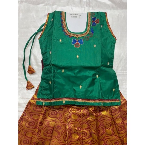 Asian Indian/Pakistani Girls Children Kids Pattu Pavadai Lahenga/Dress Sattai