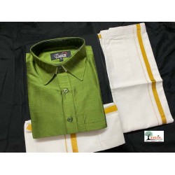 Indian Traditional Boys Cotton Dhoti  Semi Raw Silk Shirt  with Towel Ethinic Wear Designer 