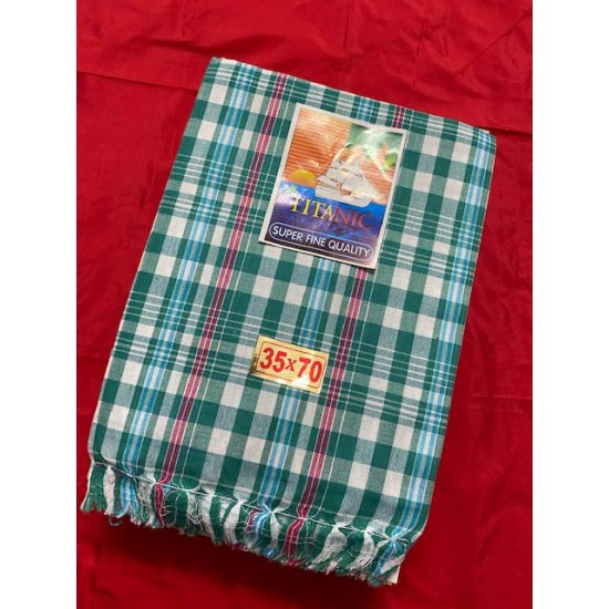 Indian Traditional Pooja Wear Cotton Colour Angavastram Bath Towel With Border Indian Traditional Pooja Wear Cotton Colour Angavastram Bath Towel With Border