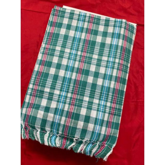 Indian Traditional Pooja Wear Cotton Colour Angavastram Bath Towel With Border Indian Traditional Pooja Wear Cotton Colour Angavastram Bath Towel With Border