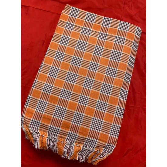 Indian Traditional Pooja Wear Cotton Colour Angavastram Bath Towel With Border