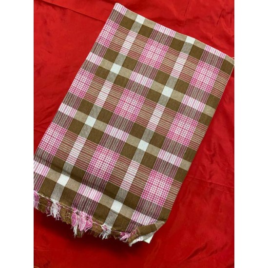 Indian Traditional Pooja Wear Cotton Colour Angavastram Bath Towel With Border