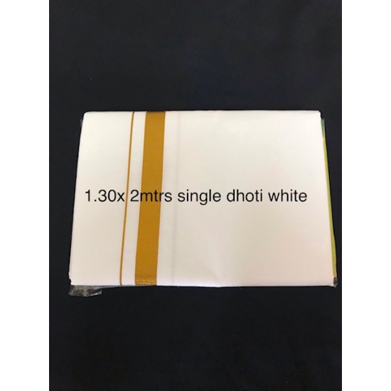 Traditional Indian/Bollywood Men’s White Cotton single  Dhoti -2 meters