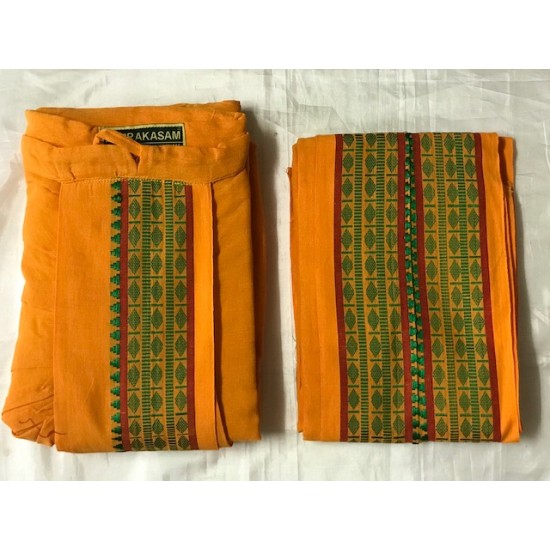  Cotton Men's Panjakejam (Ready to wear) dhoti towel set with pocket- free size