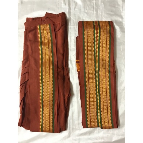  Cotton Men's Panjakejam (Ready to wear) dhoti towel set with pocket- free size