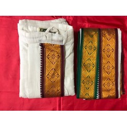  Cotton Men's Panjakejam (Ready to wear) dhoti towel set with pocket- free size