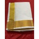  Traditional Indian Men’s cotton  Dhoti  with Towel  (9x5 large gold jari border )