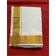  Traditional Indian Men’s cotton  Dhoti  with Towel  (9x5 large gold jari border )