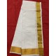  Traditional Indian Men’s cotton  Dhoti  with Towel  (9x5 large gold jari border )