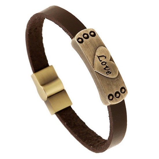 LOVE SHAPED LEATHER BRACELET 