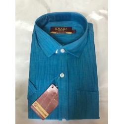 BLUE COLOUR KHADI COTTON HALF SHIRT 