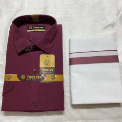 SOUTH INDIAN MENS ETHINIC WEDDING/PARTY COTTON SHIRT AND DHOTI SET VESHTI 