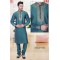 Men's  Teal Green Colour Art Silk Kurta Shalwar Kameez Pyjama Formal Wear Sherwani