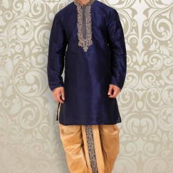 Men's  Art Silk Kurta Shalwar Kameez  with Dhoti  for festival wear 