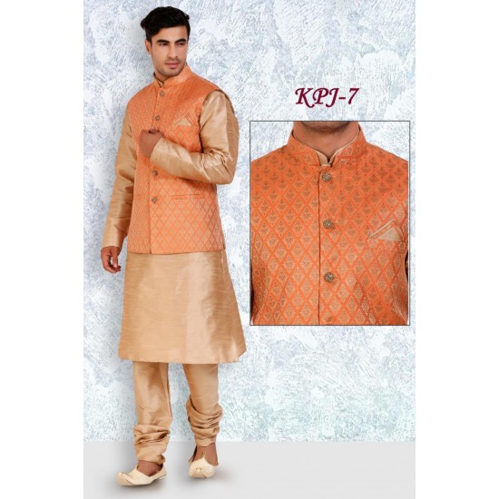  Men's Kurta Pajama with jacket Party wear 