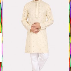 Beautifully Designed Lenin Cotton  men's kurta Pajama 