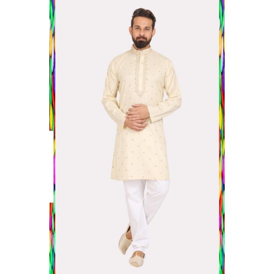 Beautifully Designed Lenin Cotton  men's kurta Pajama 