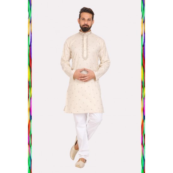 Beautifully Designed Lenin Cotton  men's kurta Pajama 