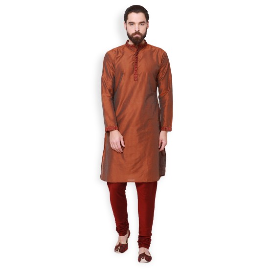 MUSTARD COLOUR LONG KURTA WITH EMBROIDERY 