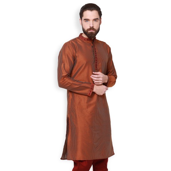 MUSTARD COLOUR LONG KURTA WITH EMBROIDERY 