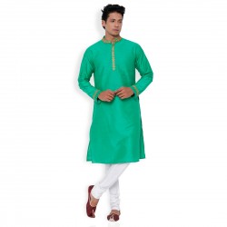 GREEN  COLOUR COTTON LONG KURTA 