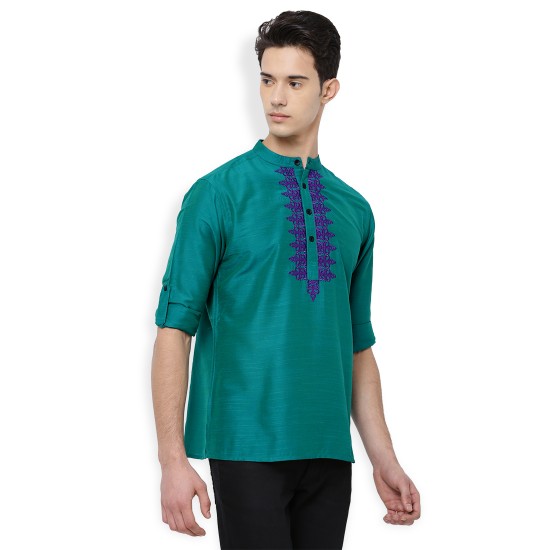 GREEN COLOUR SHORT KURTA 