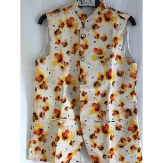 Beautiful Floral Print Modi Jacket For Party Wear 