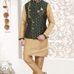 Beautifully Designed  Cotton  men's kurta Pajama with Waist coat 