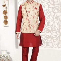 Men's Designer Ethnic Kurta Pajama with waist coat  for wedding Bollywood style 