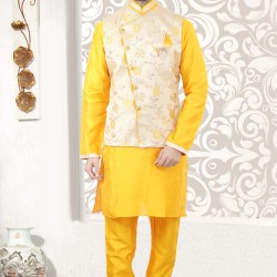 Men's Designer Ethnic Kurta Pajama with waist coat  for wedding Bollywood style 