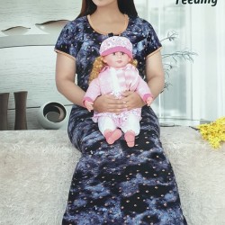 Indian cotton Feeding Nursing Soft Nighty with Side Zip Combed Fabric Night Gown