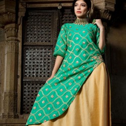 BEAUTIFUL RAW SILK TWO LAYER ANKLE LENGTH KURTHI