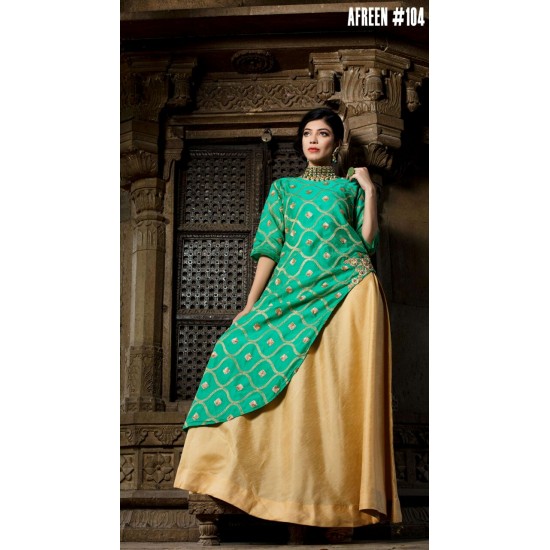 BEAUTIFUL RAW SILK TWO LAYER ANKLE LENGTH KURTHI