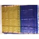 MUSTARD YELLOW  AND ROYAL BLUE COMBO SILK COTTON (SICO) SAREE 