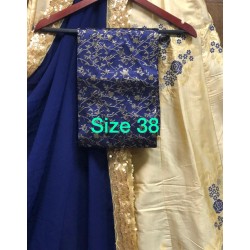 GOLD AND BLUE JACQURD  Wedding Wear  Lehenga Choli