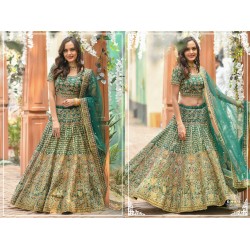  Green  Colour  Silk Wedding Wear Resham Work Lehenga Choli