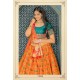 Orange and Green colour Wedding Wear  Jacquard  Lehenga Choli