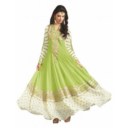 Light Green Colour Pure Georgette Embroidery Ankle Length 3 Piece Anarkali Suit For Weddings And Party Wear