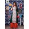 WOMEN GREEN ORANGE COMBO KURTI PALAZZO  SET