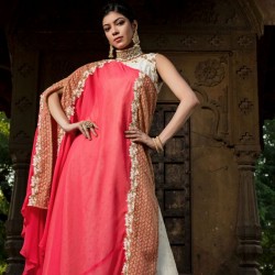 CHANDERI  SILK   DOUBLE LAYER FULL LENGTH KURTI