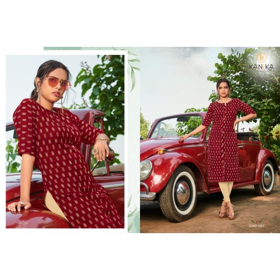 IKKAT PRINT SLUB COTTON KURTI 