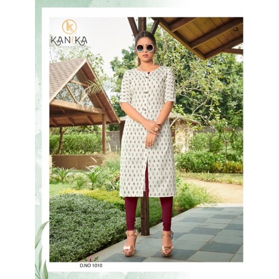 IKKAT PRINT SLUB COTTON KURTI 