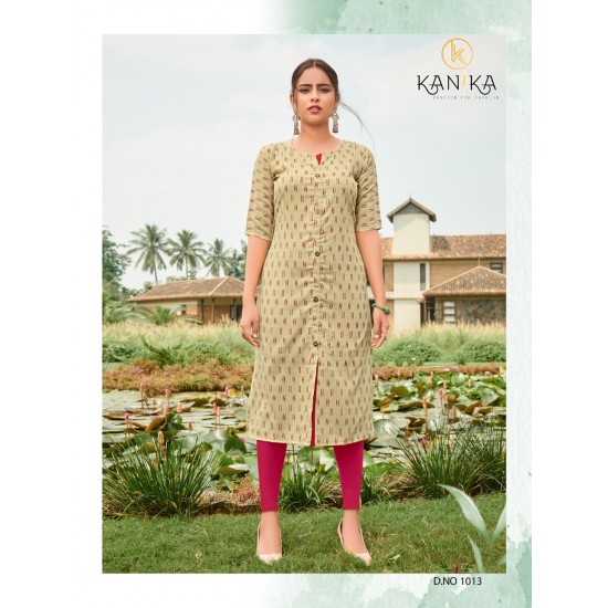 IKKAT PRINT SLUB COTTON KURTI 